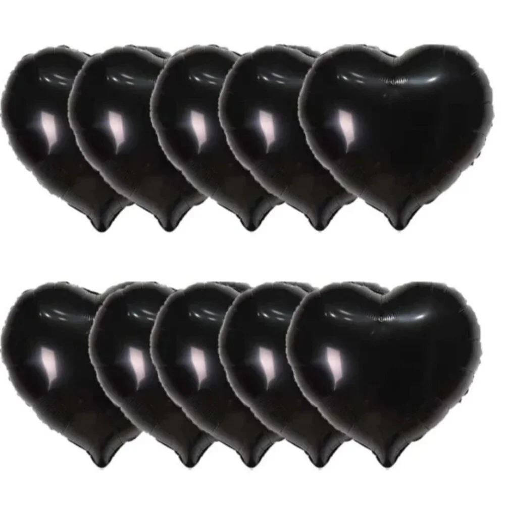 Valentine's decoration bundle of 10 black color foil‎ heart shape ballons love